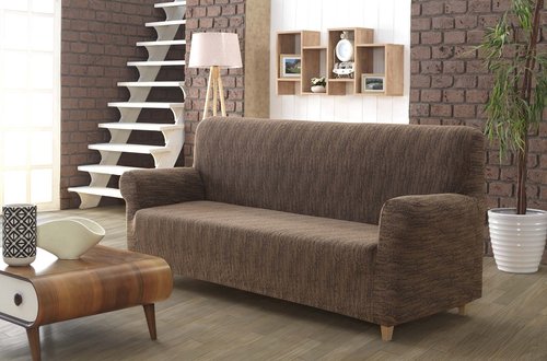 Чехол на диван Karna ROMA трикотаж кофейный трёхместный, фото, фотография