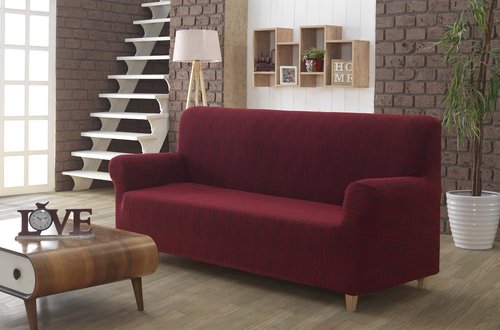 Чехол на диван Karna ROMA трикотаж бордовый трёхместный, фото, фотография