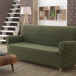 Чехол на диван Karna ROMA трикотаж зелёный трёхместный, фото, фотография
