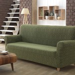 Чехол на диван Karna MILANO трикотаж зелёный двухместный, фото, фотография
