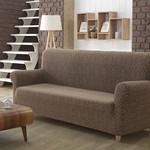 Чехол на диван Karna MILANO трикотаж коричневый двухместный, фото, фотография