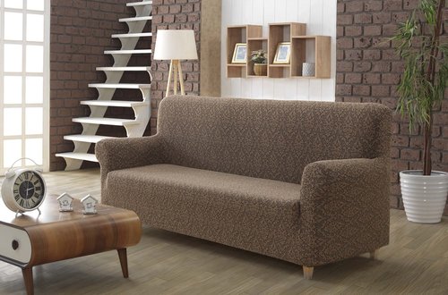 Чехол на диван Karna MILANO трикотаж коричневый двухместный, фото, фотография
