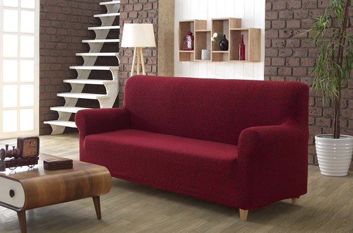 Чехол на диван Karna MILANO трикотаж бордовый двухместный, фото, фотография