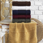 Полотенце для ванной Karna GREK махра бамбук+хлопок коричневый 70х140, фото, фотография