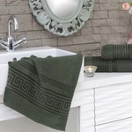 Полотенце для ванной Karna GREK махра бамбук+хлопок тёмно-зелёный 50х90, фото, фотография
