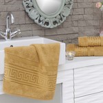 Полотенце для ванной Karna GREK махра бамбук+хлопок горчичный 50х90, фото, фотография