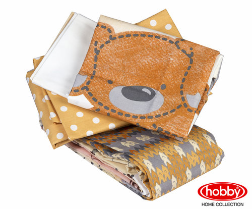 Постельное белье для новорожденных Hobby TOMBIK поплин хлопок жёлтый, фото, фотография