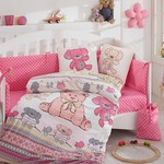 Набор в детскую кроватку для новорожденных Hobby TOMBIK поплин хлопок розовый, фото, фотография