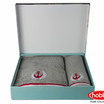 Подарочный набор полотенец для ванной 50х90, 70х140 Hobby Home Collection MARITIM махра хлопок серый, фото, фотография