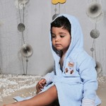 Халат детский Karna TEENY хлопковая махра голубой 4-5 лет, фото, фотография