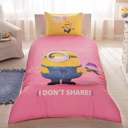 Детское постельное белье TAC MINIONS CUPCAKE хлопковый ранфорс 1,5 спальный, фото, фотография