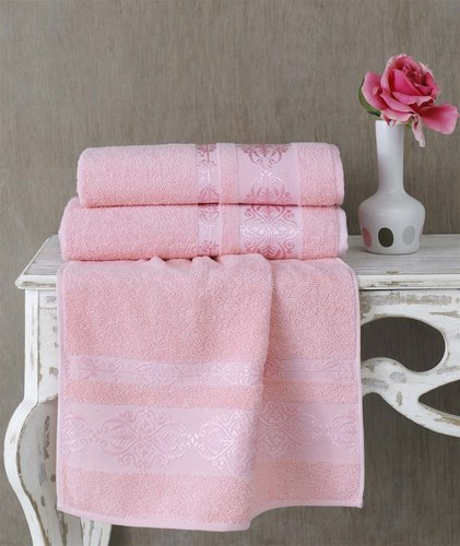 Полотенце для ванной Karna REBEKA махра хлопок светло-розовый 50х90, фото, фотография