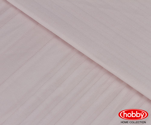 Постельное белье Hobby Home Collection STRIPE хлопковый жаккард нежно-розовый евро, фото, фотография