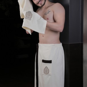 Набор для сауны мужской Karna KORAL хлопковая махра кремовый