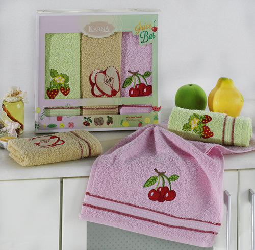 Подарочный набор кухонных полотенец Karna RUDDY хлопковая махра, фото, фотография