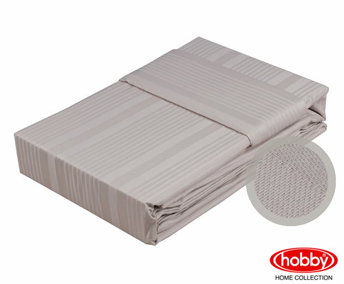 Постельное белье Hobby Home Collection STRIPE хлопковый жаккард визон 1,5 спальный, фото, фотография