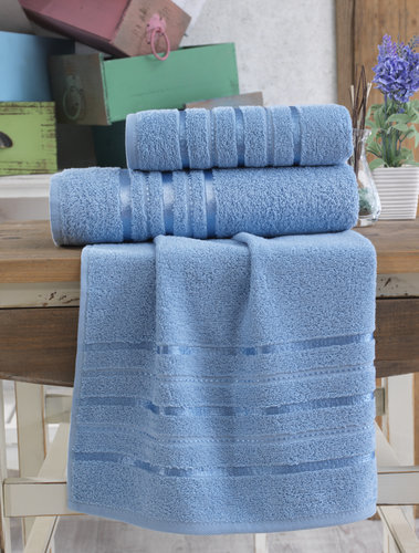Полотенце для ванной Karna JASMIN хлопковая махра голубой 50х100, фото, фотография