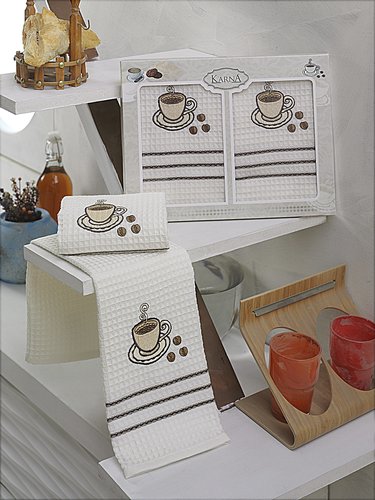 Набор кухонных полотенец Karna VOTRE хлопковая вафля V1 40х60 2 шт., фото, фотография