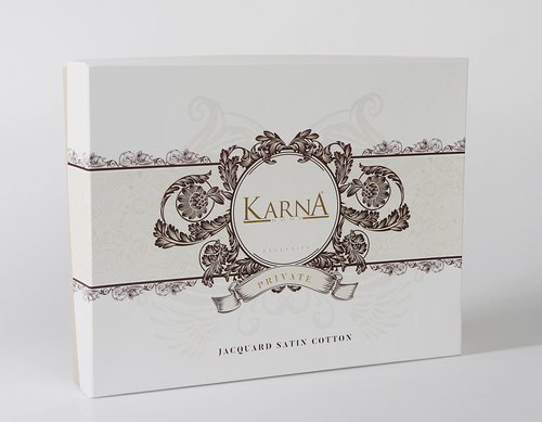 Постельное белье Karna MARIDA бамбуковый сатин-жаккард капучино, фото, фотография