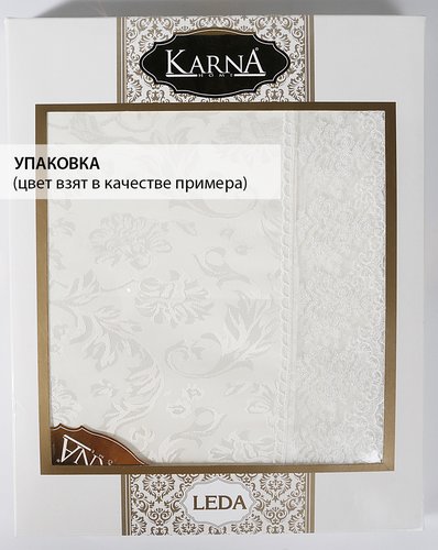 Скатерть прямоугольная Karna LEDA жаккард фисташковый 160х220, фото, фотография
