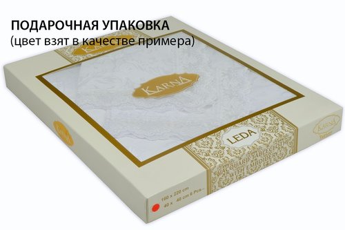 Скатерть прямоугольная с салфетками Karna LEDA жаккард кремовый 160х220, фото, фотография