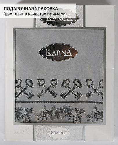 Скатерть круглая Karna ZUMRUT жаккард с пропиткой кофейный D=160, фото, фотография
