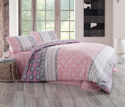 Постельное белье Altinbasak SANTANA хлопковый ранфорс розовый 1,5 спальный, фото, фотография