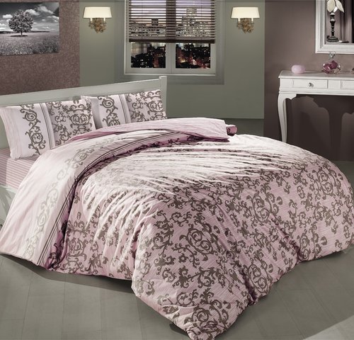 Постельное белье Altinbasak SUAVE хлопковый ранфорс розовый 1,5 спальный, фото, фотография
