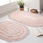 Набор ковриков для ванной Modalin YANA хлопок розовый, фото, фотография