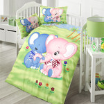 Детское постельное белье в кроватку Victoria BABY ELEPHANT хлопковый ранфорс, фото, фотография