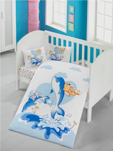 Детское постельное белье в кроватку Victoria BABY OCEAN хлопковый ранфорс, фото, фотография