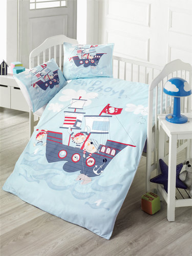 Детское постельное белье в кроватку Victoria BABY SHIP хлопковый ранфорс, фото, фотография