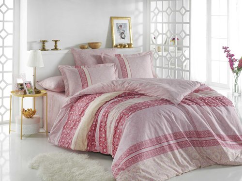 Постельное белье Hobby Home Collection EMMA хлопковый поплин розовый 1,5 спальный, фото, фотография