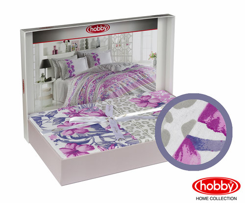 Постельное белье Hobby Home Collection SCARLET хлопковый поплин серый 1,5 спальный, фото, фотография