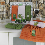Подарочный набор кухонных полотенец Karna OLIVE хлопковая махра, фото, фотография