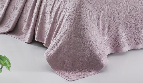 Махровая простынь-покрывало для укрывания Karna ESRA хлопок грязно-розовый 160х220, фото, фотография