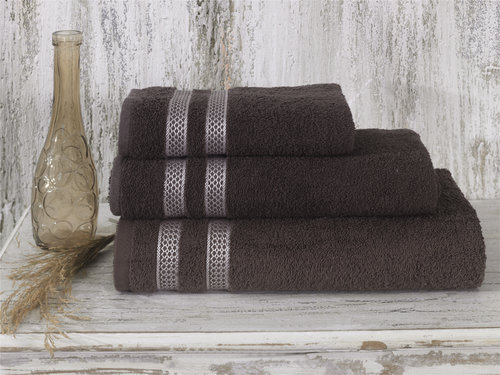 Полотенце для ванной Karna PETEK хлопковая махра коричневый 70х140, фото, фотография