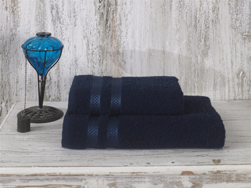 Полотенце для ванной Karna PETEK хлопковая махра синий 70х140, фото, фотография