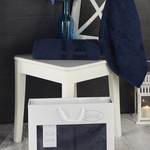 Подарочный набор полотенец для ванной Karna REBEKA 50х90, 70х140 хлопковая махра синий, фото, фотография