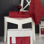 Подарочный набор полотенец для ванной Karna REBEKA 50х90, 70х140 хлопковая махра красный, фото, фотография