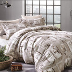 Постельное белье Tivolyo Home TULIPS жатый хлопковый сатин бежевый евро, фото, фотография