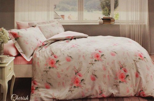 Постельное белье Tivolyo Home CHERISH хлопковый люкс-сатин розовый 1,5 спальный, фото, фотография