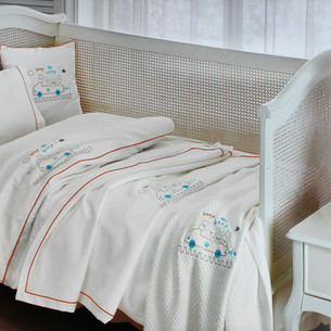 Детское постельное белье для новорожденных с пледом Tivolyo Home BEEP BEBE хлопковый сатин