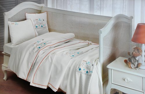 Детское постельное белье для новорожденных с пледом Tivolyo Home BEEP BEBE хлопковый сатин, фото, фотография