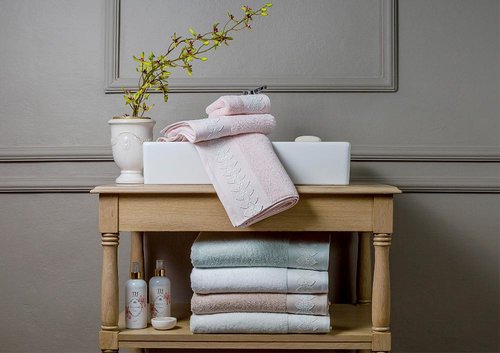 Подарочный набор полотенец для ванной 3 пр. Tivolyo Home TESS хлопковая махра белый, фото, фотография