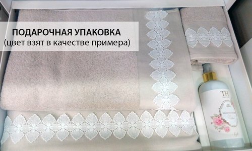 Подарочный набор полотенец для ванной 3 пр. Tivolyo Home TESS хлопковая махра кремовый, фото, фотография