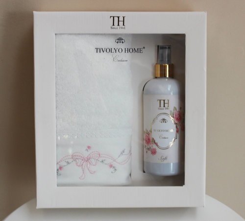 Полотенце для ванной в подарочной упаковке Tivolyo Home SPRING хлопковая махра кремовый 50х100, фото, фотография
