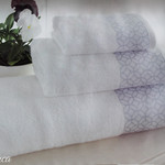 Подарочный набор полотенец для ванной 3 пр. Tivolyo Home BLANCA хлопковая махра кремовый, фото, фотография