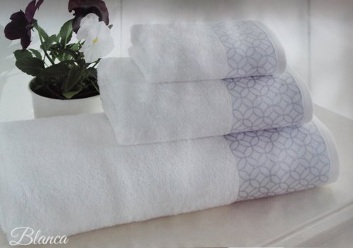 Подарочный набор полотенец для ванной 3 пр. Tivolyo Home BLANCA хлопковая махра кремовый, фото, фотография