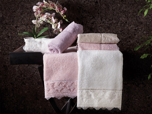 Подарочный набор полотенец для ванной 2 пр. Tivolyo Home MINOSA хлопковая махра кремовый, фото, фотография